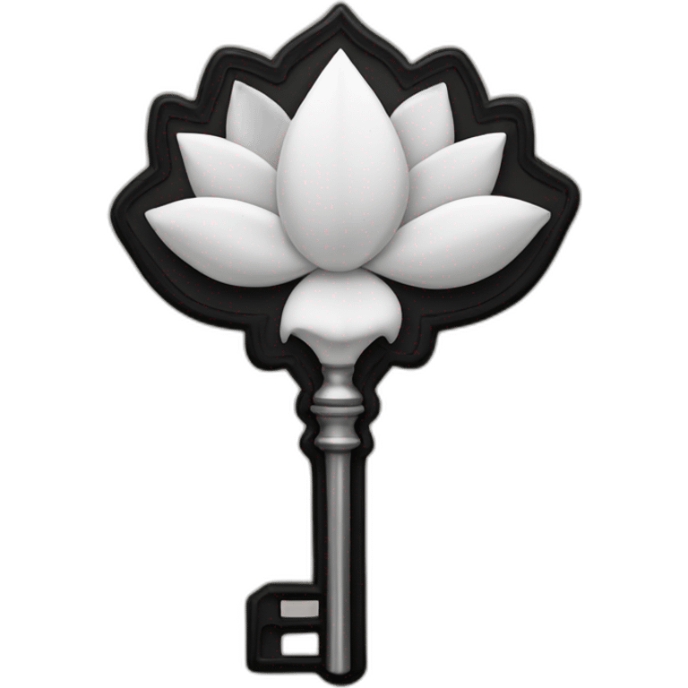 open lotus flower ontop of a skeleton key black emoji