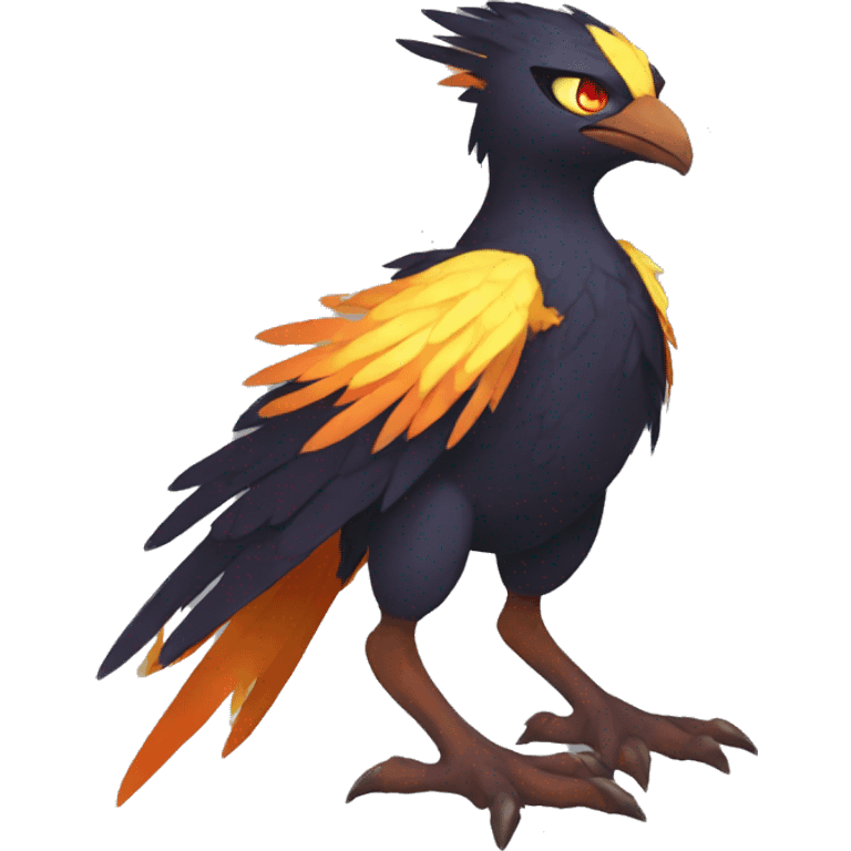 Fantasy legendary dark bird shadow-type-Phoenix Fakemon full body emoji