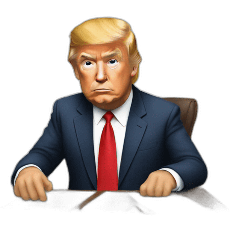 Trump sit in a table emoji