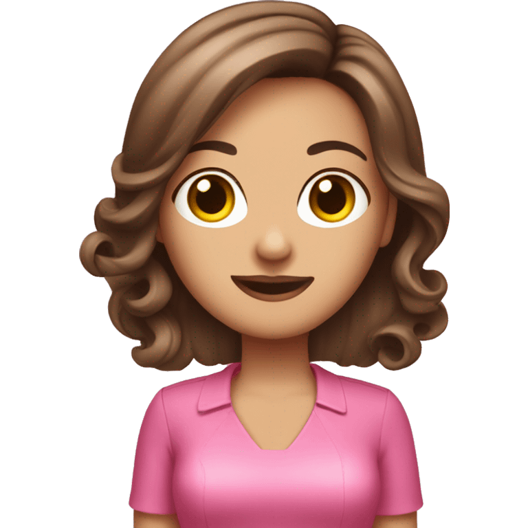 Hair dresser with brown hair pink outfit and hairdryer emoji