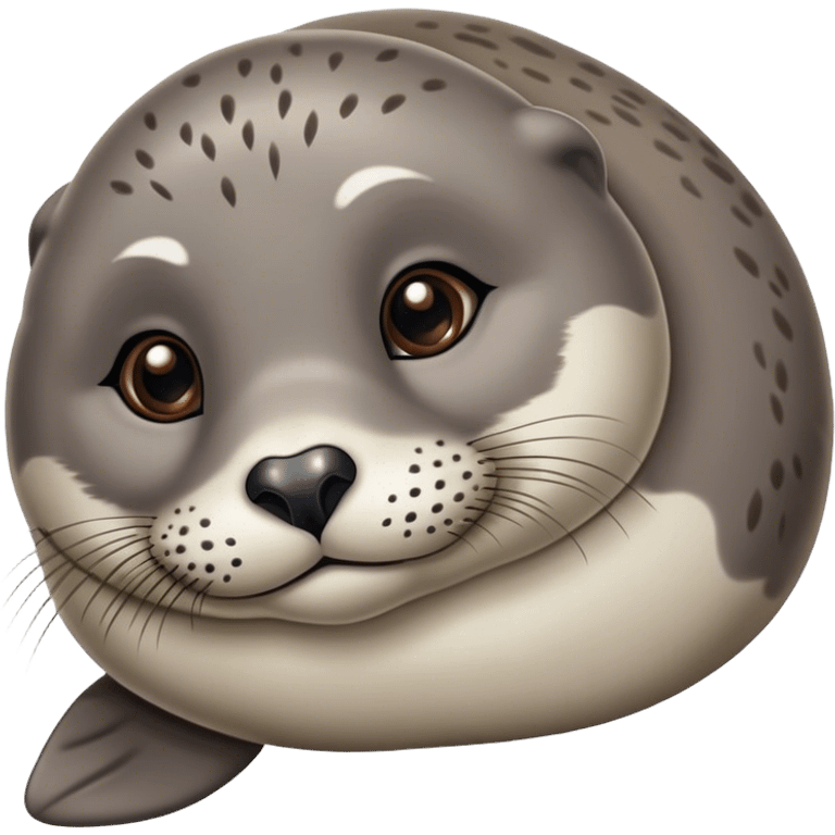 Cute, Disney-style harbor seal laying down emoji