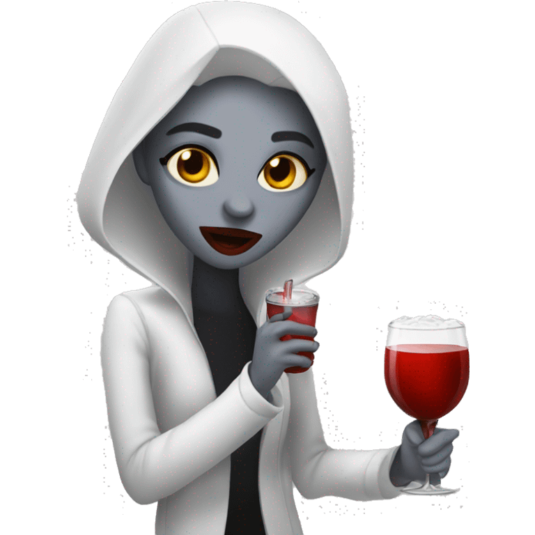 White Vampire with drink in her hand emoji