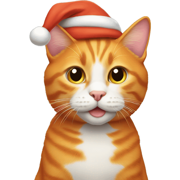 A orange cat wearing a Santa hat emoji