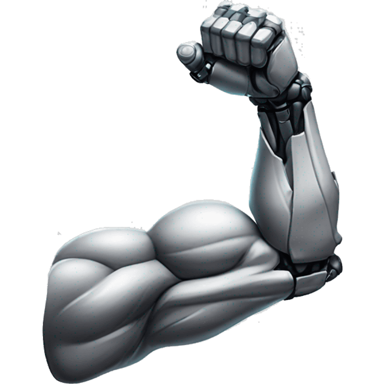 Cyborg arm with shock flexing bicep emoji