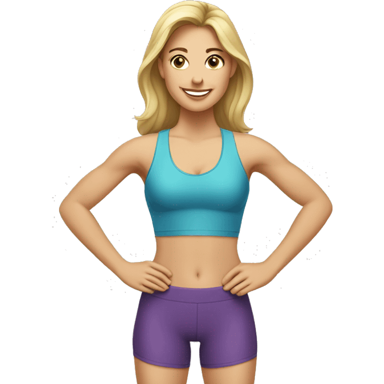 pretty Caucasian girl working out emoji