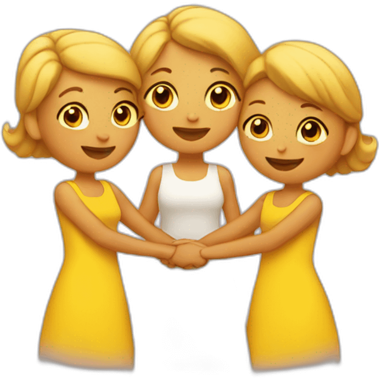 three yellow women holding hands emoji