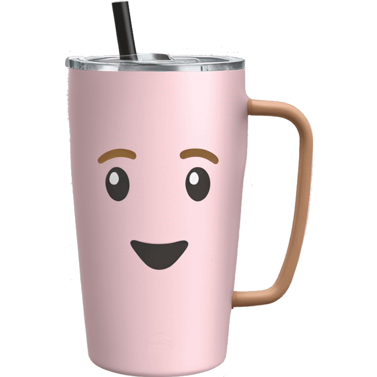 Light pink 40oz Stanley tumbler with handle and straw emoji