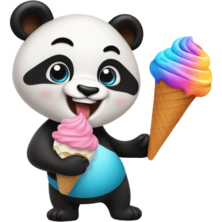 Panda eating ice cream emoji