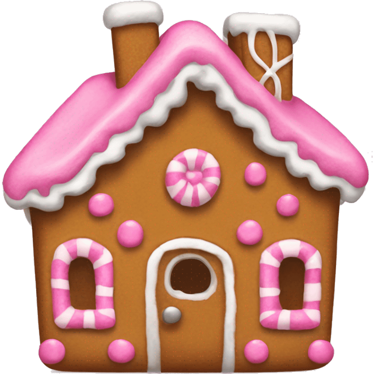 Gingerbread house with a pink bow  emoji