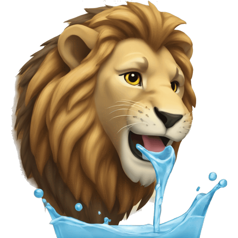 lion drinking water emoji