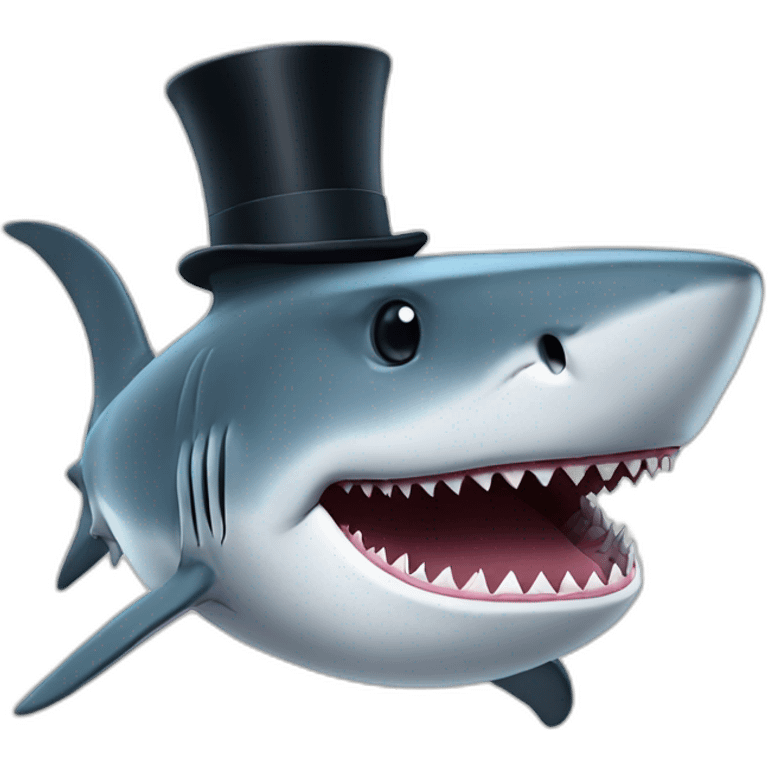 Shark with a top hat emoji