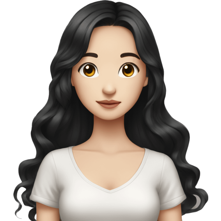 Beautiful girl,Black hair,wavy hair，long hair,Black eyes,Chinese emoji