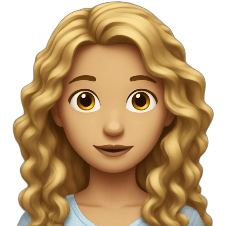 the character is a girl with long, wavy hair. emoji