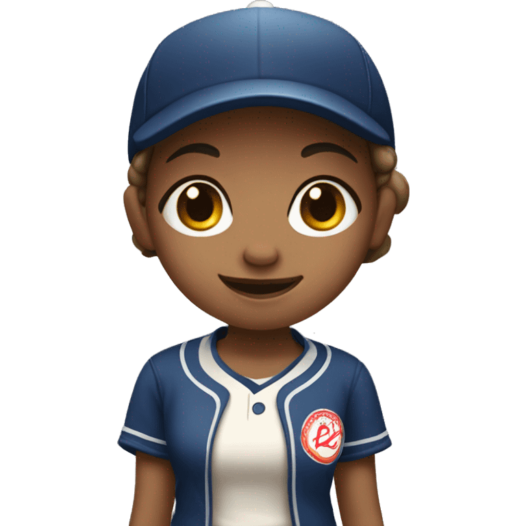 SHORT HAIR GIRL WITH BASEBALL WITH SMILE emoji