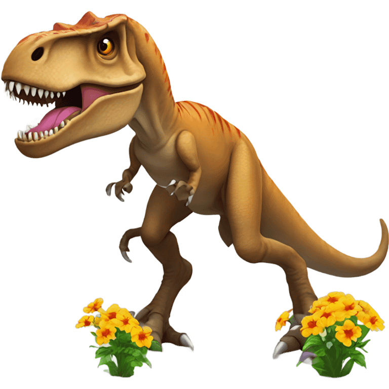 T. rex with flowers emoji