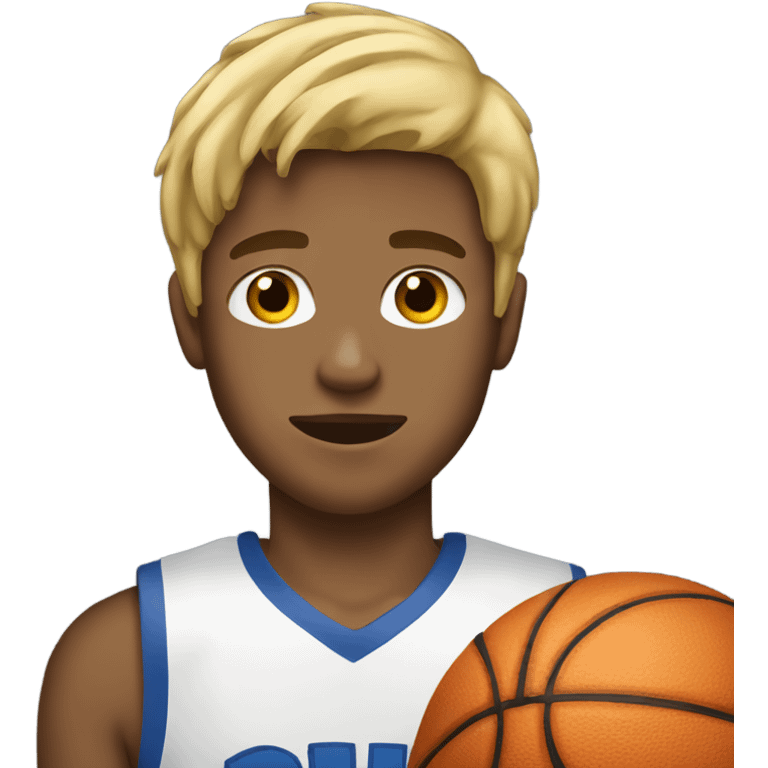 young blonde man holding basketball emoji