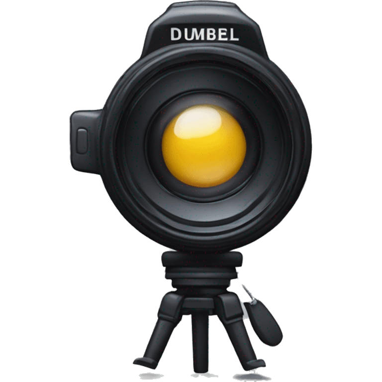 the lens of a camera as a weight of a dumbel emoji