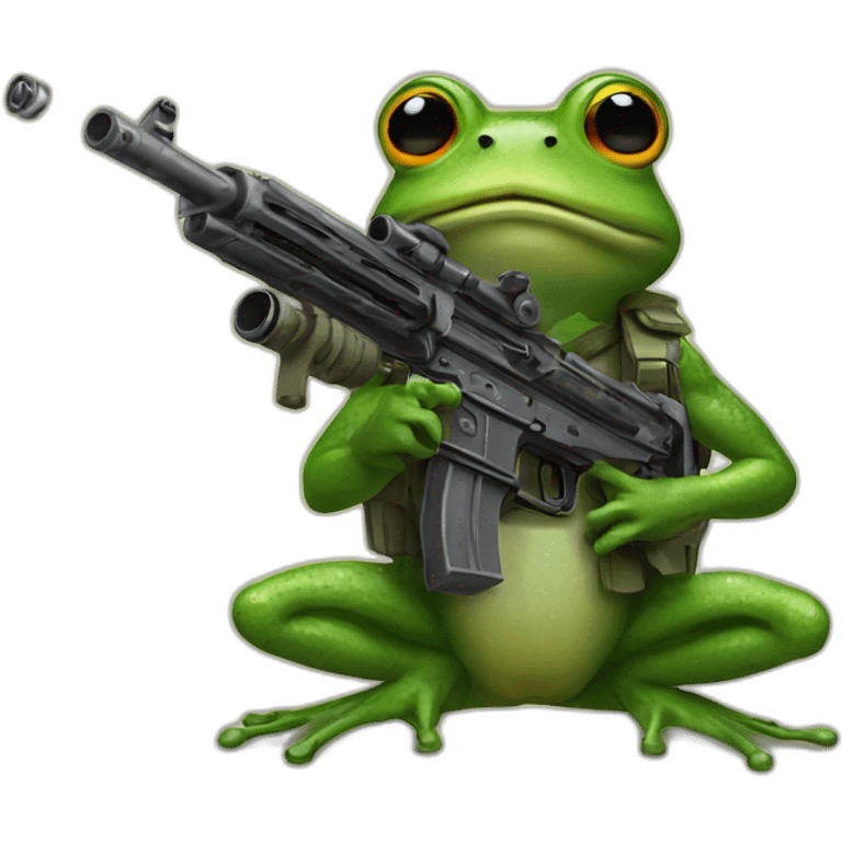 Frog with a machine gun emoji