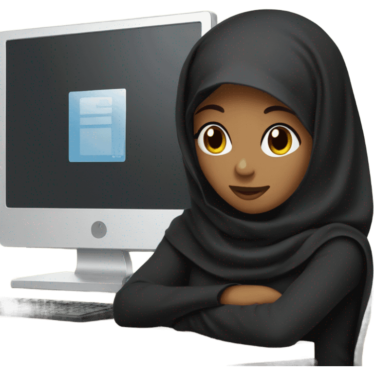 black hijabi girl with computer emoji