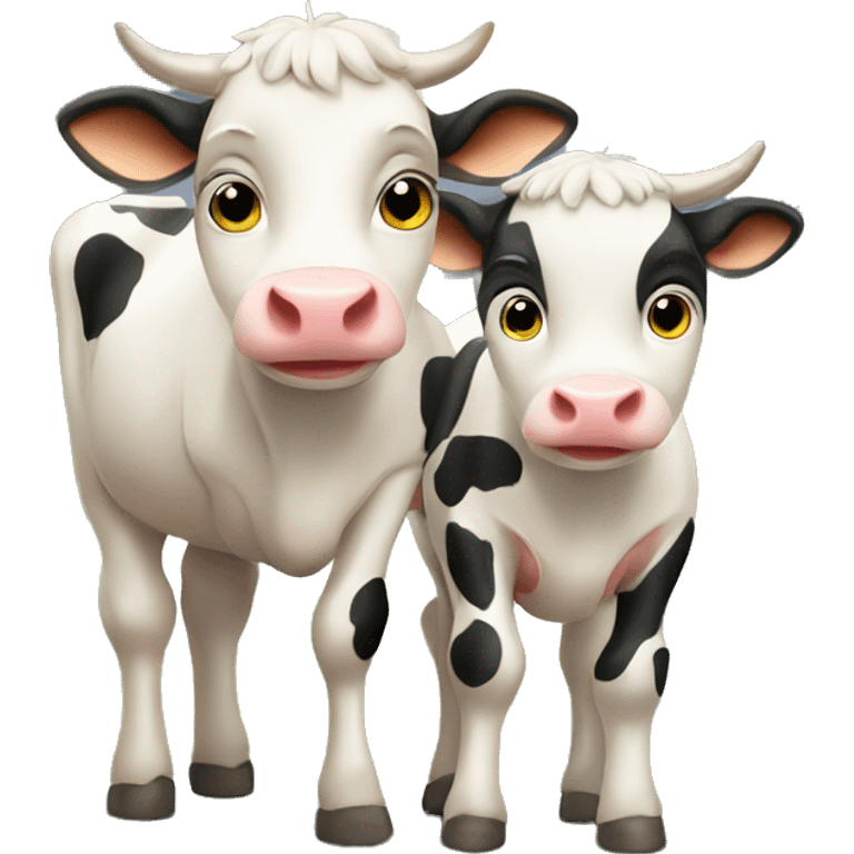 cute cow and calf cartoon emoji