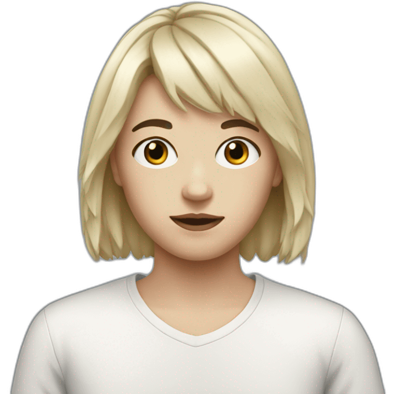 realistic white teenager with black bangs emoji