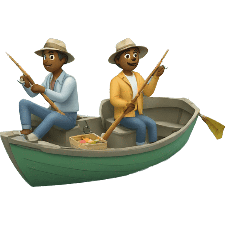 couple fishing in a boat emoji