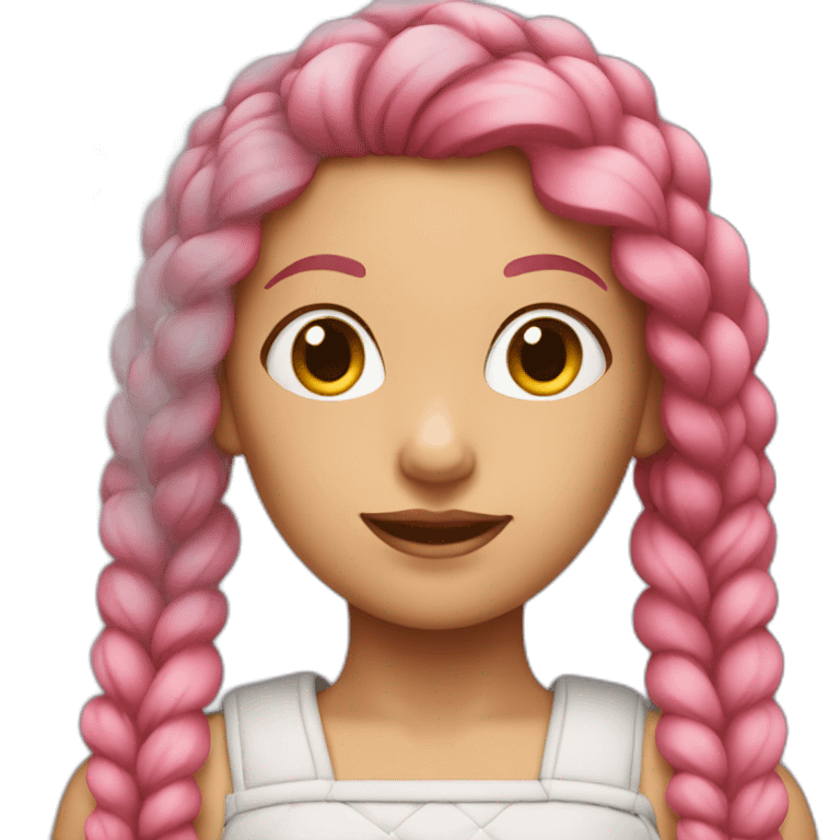 Pink-haired lady with braided hair emoji