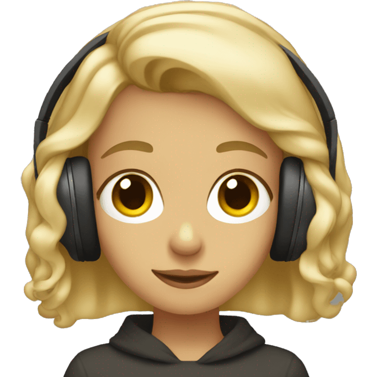 blonde with brown eyes listening to music emoji