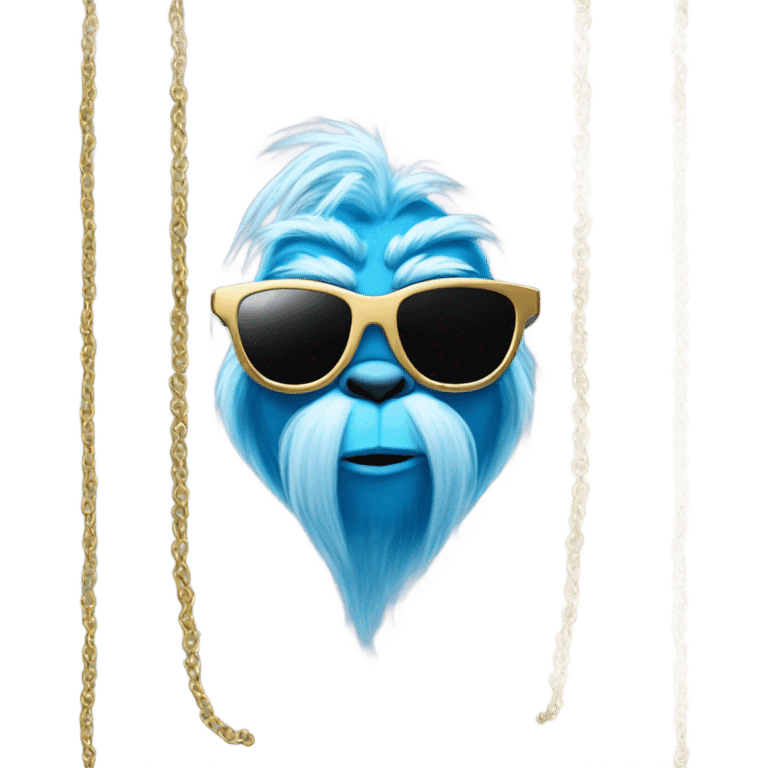 Blue grinch with sunglasses and gold chain emoji