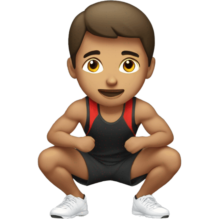 a young man doing squat (sport) emoji