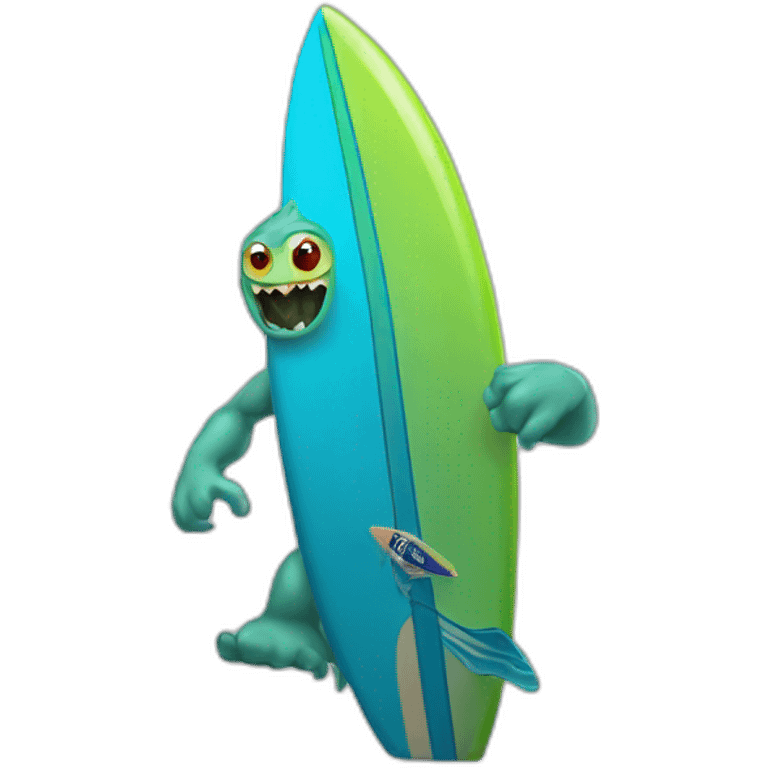 un monstre qui surf emoji