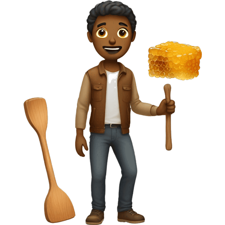 Guy with wood and honey emoji