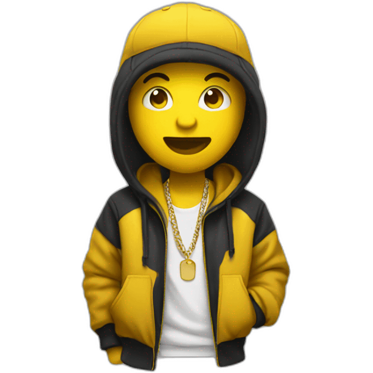 A yellow default emoji but as a rapper emoji