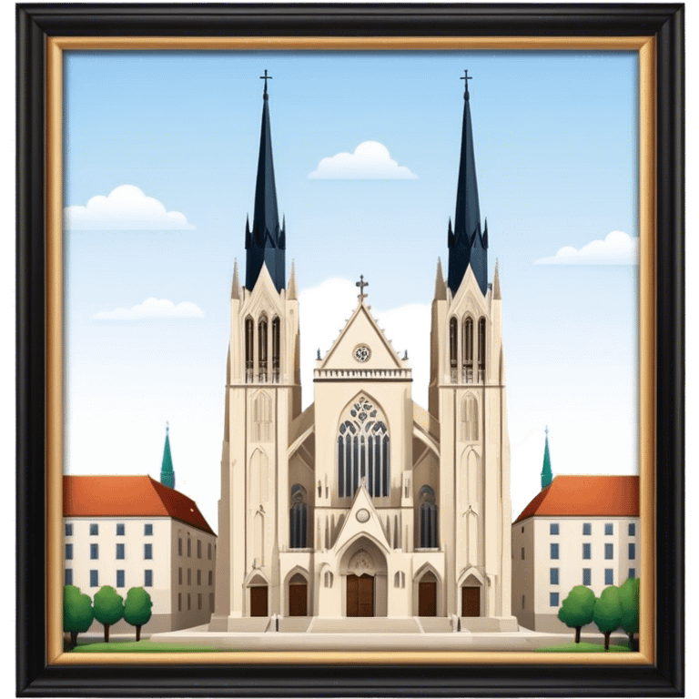 Zagreb Cathedral Landmark Emoji – Depicting its Gothic architecture and twin spires. emoji