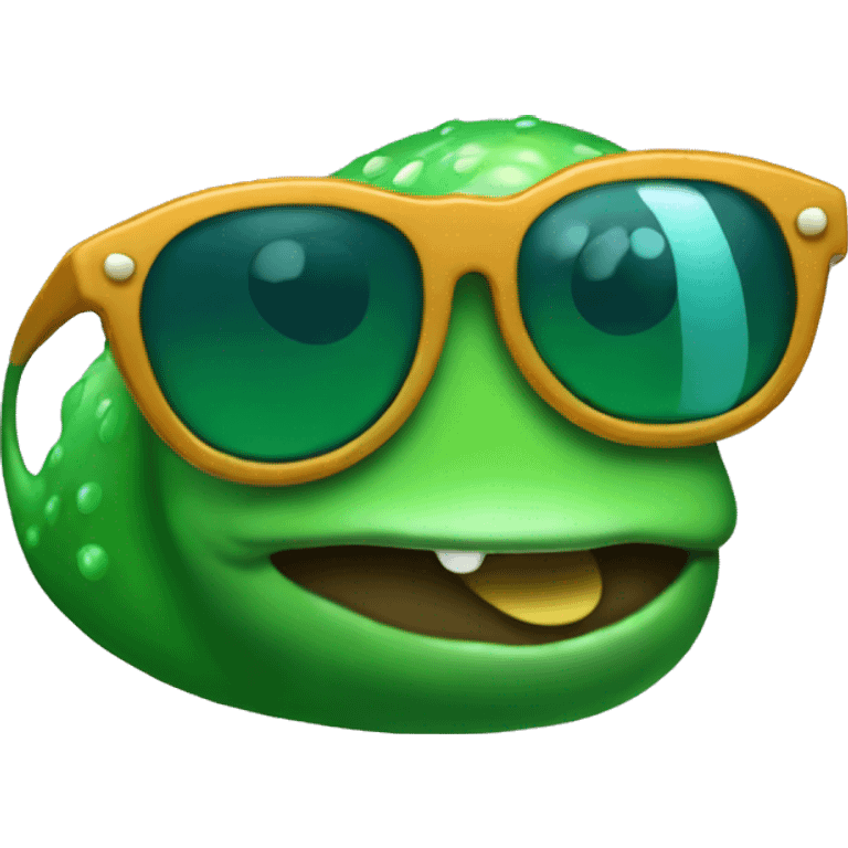 a slimy green slug wearing sunglasses emoji