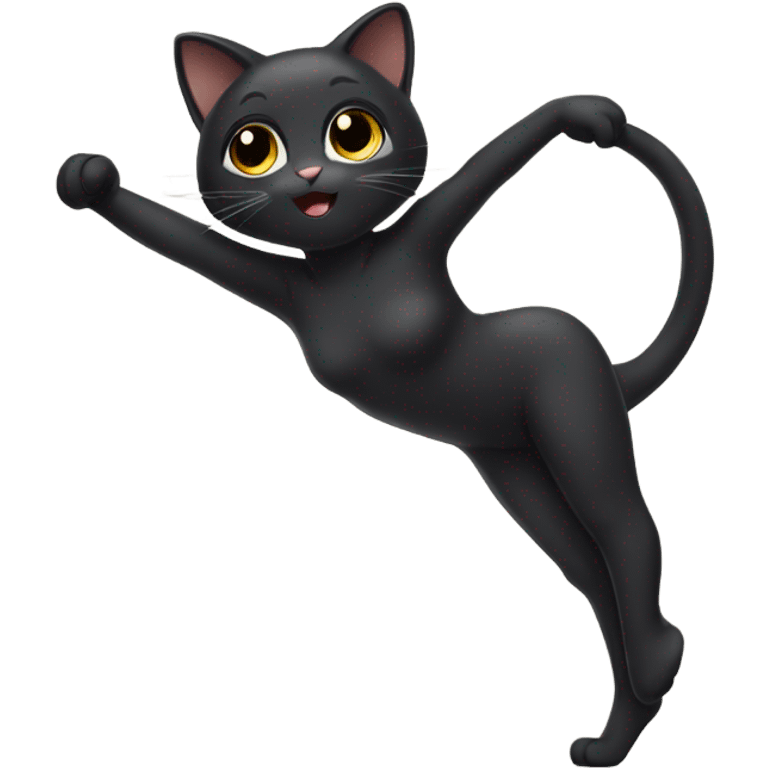 Black hair kitty doing gymnastics emoji