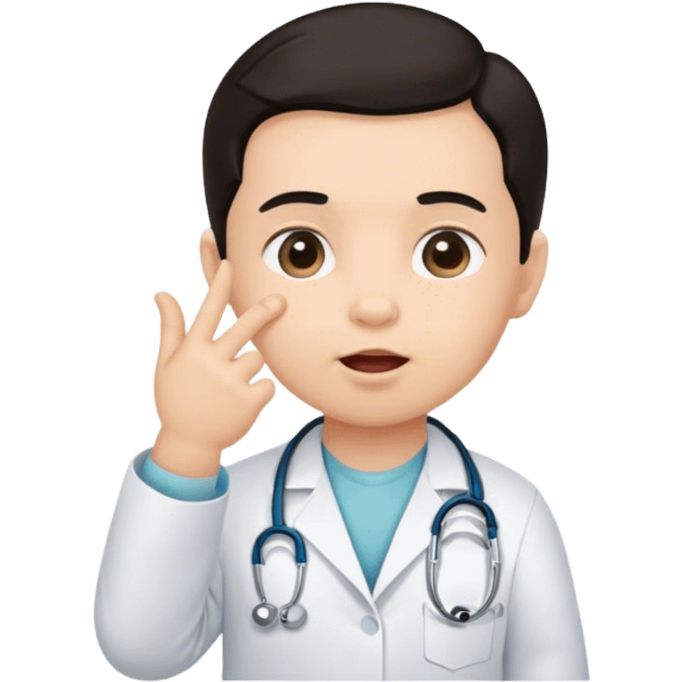 Baby doctor dark hair thumb sucking emoji