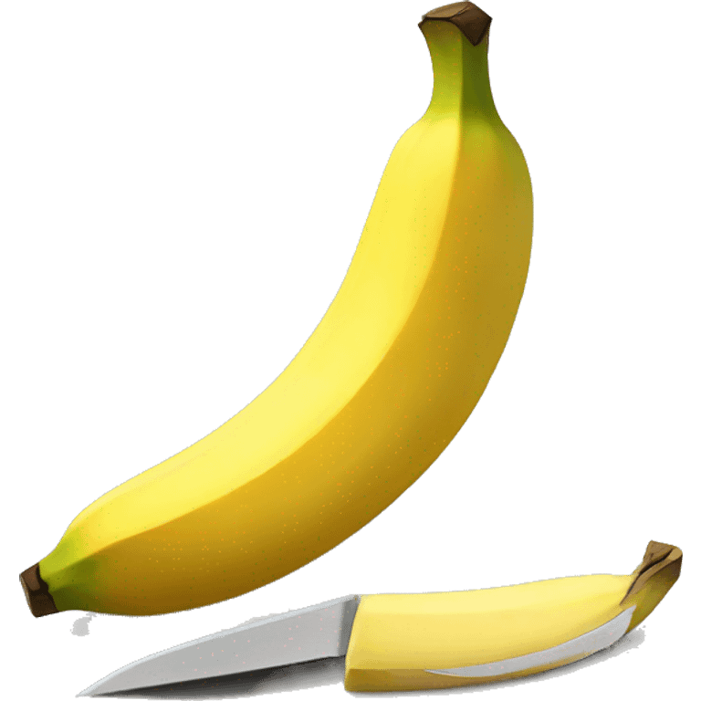 a banana being cut by a knife emoji