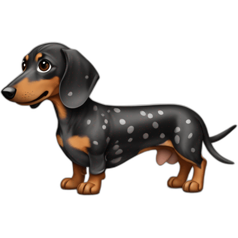 Black and brown and grey spotted dachshund  emoji