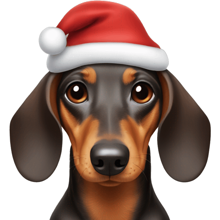 Dachshund wearing a Santa hat emoji