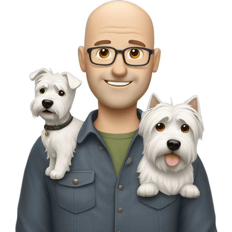 balding man with west highland terrier emoji