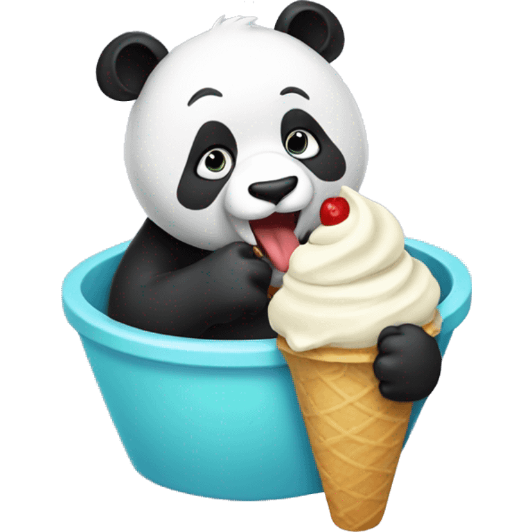 Panda eating ice cream emoji