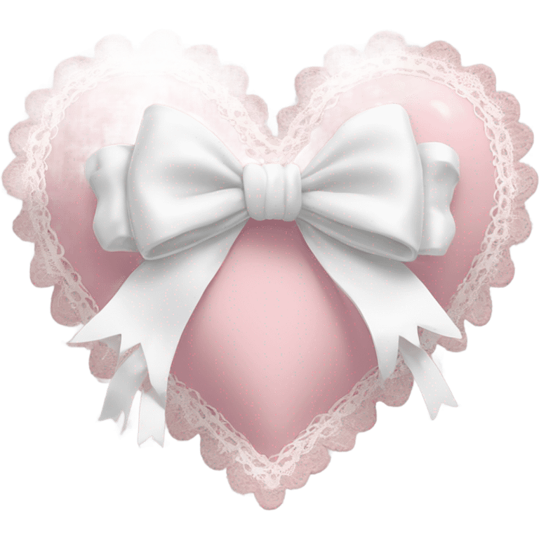 rococo Pastel pink heart with white bow with lace and frills  emoji