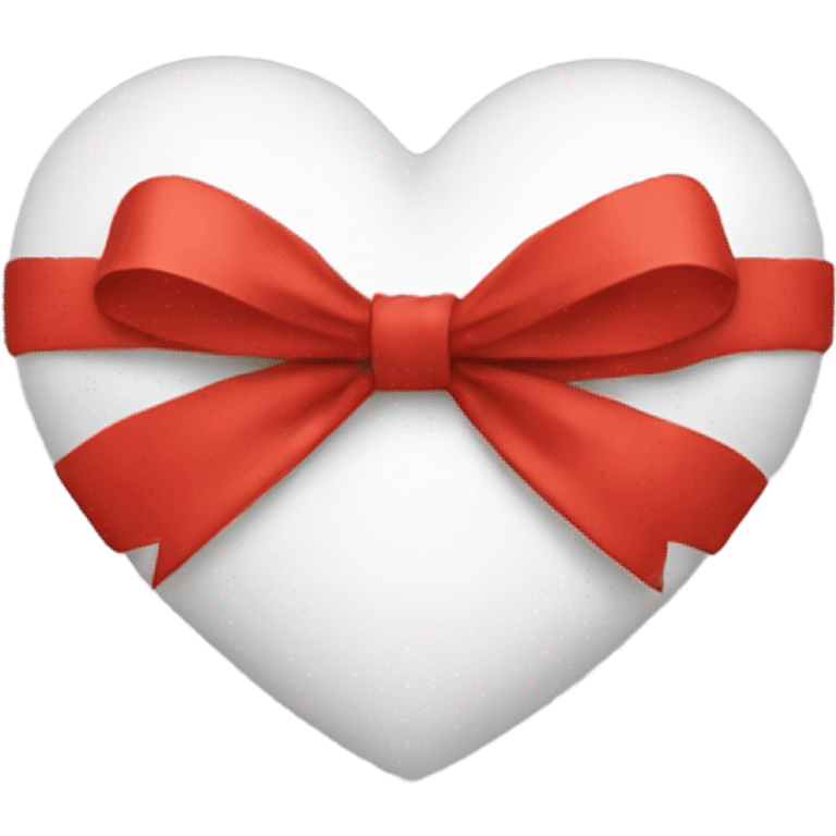 White heart with a big red bow wrapped around it  emoji