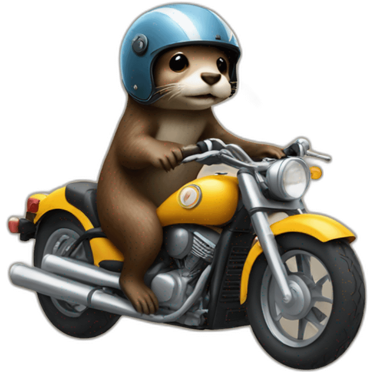 otter riding a motorcycle wearing helmet emoji