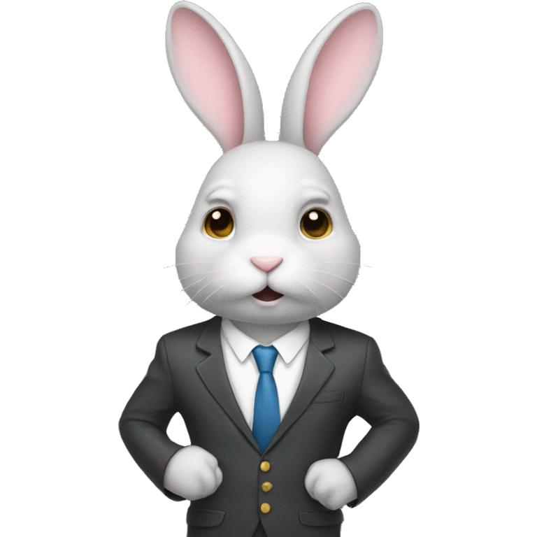 bunny with suit and stopwatch emoji