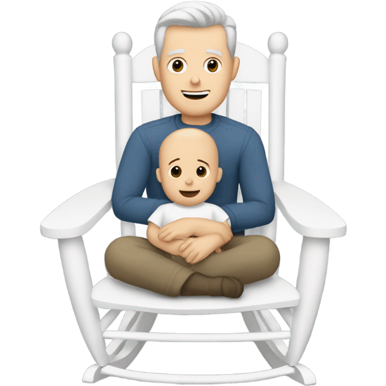 White man rocking white baby in grey rocker  emoji