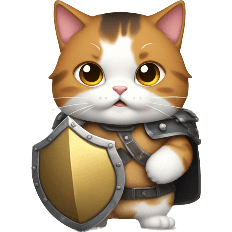 Fat calico cat with a shield  emoji