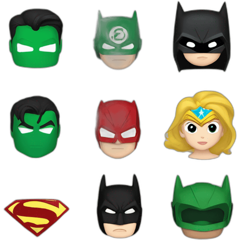 Wonder woman, batman, green lantern, superman flash emoji