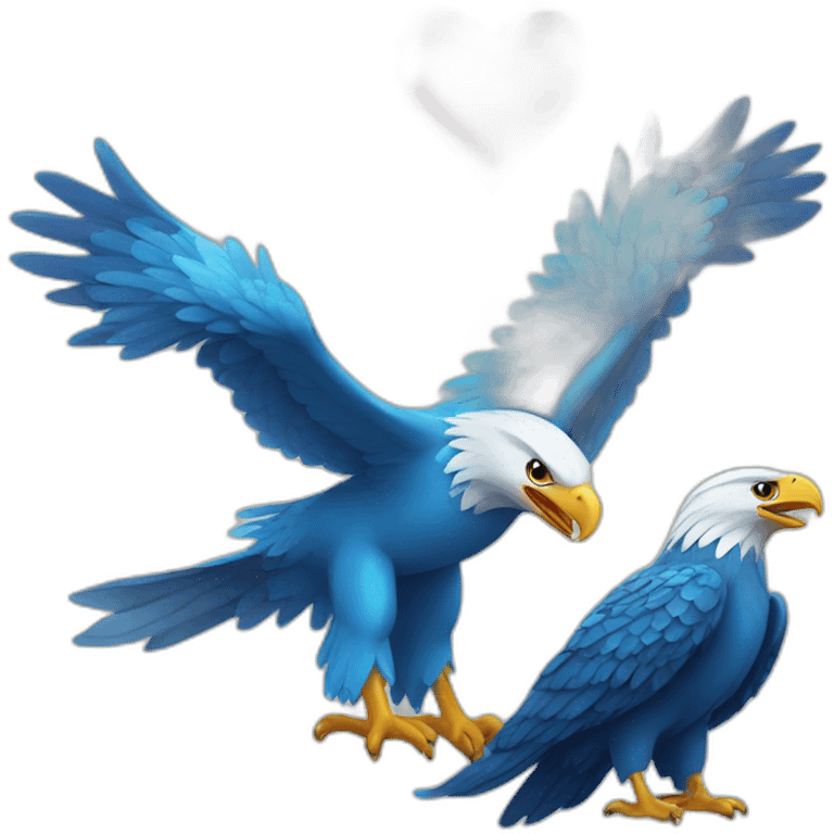 Two animals blue snake and eagle in love emoji